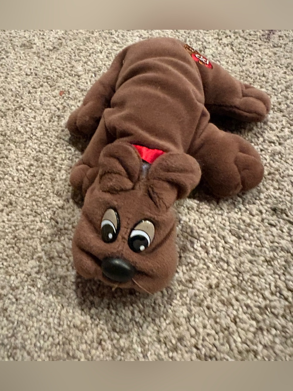 Tonka Pound Puppy Dog Brown Red Collar Vintage Plush Stuffed Animal Toy